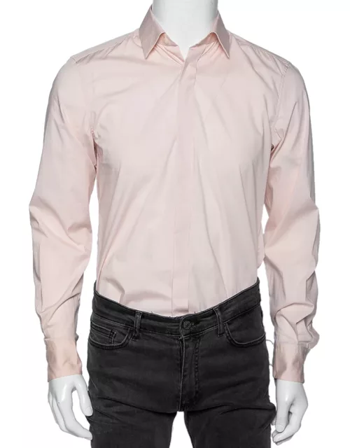 Z Zegna Pink Cotton Long Sleeve Buttonfront Drop 8 Fit Shirt