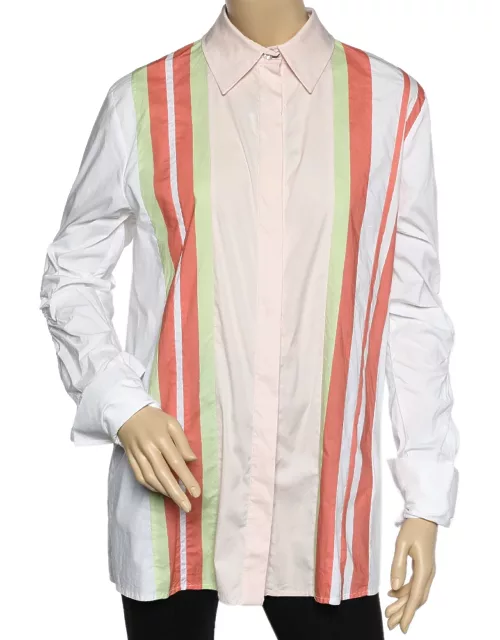 Peter Pilotto Multicolor Striped Cotton Cutout Sleeve Detail Shirt