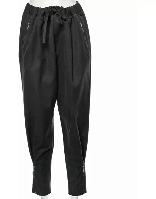 Bottega Veneta Black Cotton Twill Zip Detail Trousers