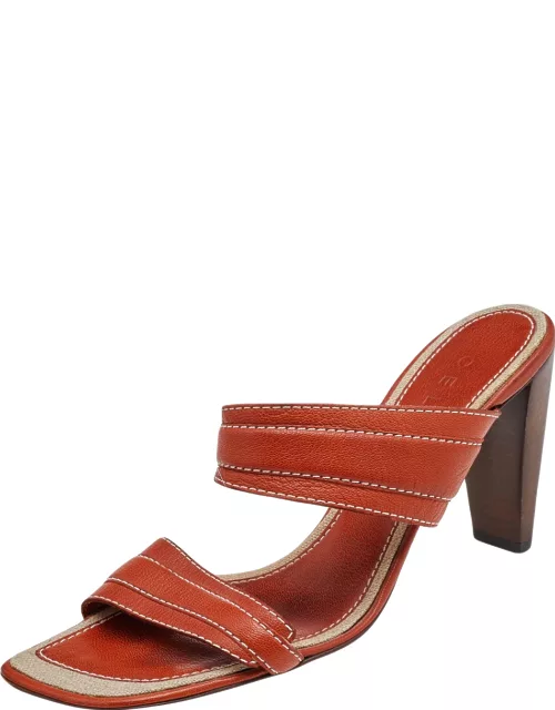 Celine Orange Leather Slide Sandal