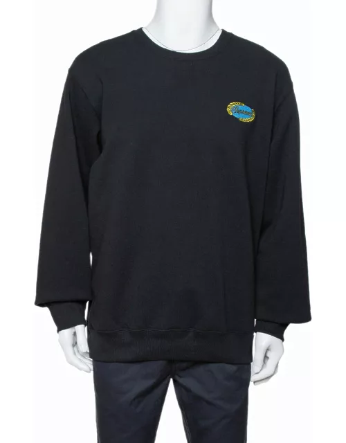 Supreme Black Cotton Chain Logo Embroidered Sweatshirt