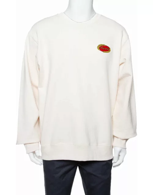 Supreme Cream Cotton Chain Logo Embroidered Sweatshirt