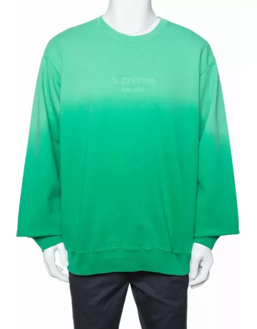 Supreme Green Dipped Cotton Crew Neck Sweatshirt