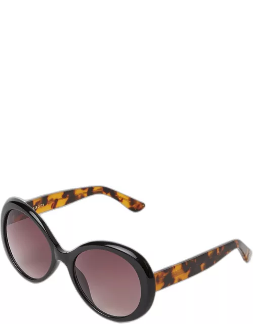 Marilyn Round Sunglasses - Black/Tortoise - 001 Talbots