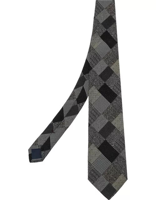 Ermenegildo Zegna Multicolor Patchwork Jacquard Silk Tie