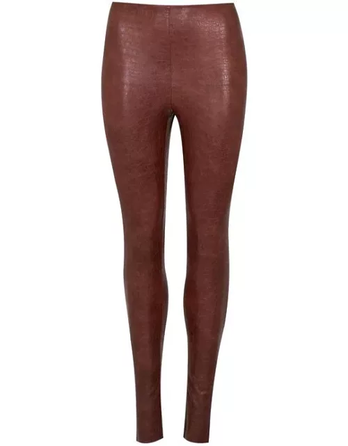 Commando Print Leather Trousers - Brown