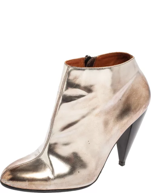 Lanvin Silver/Brown Leather Pointed Toe Bootie