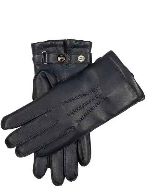 Dents Men'S Curly Lambskin Lined Leather Gloves In Navy