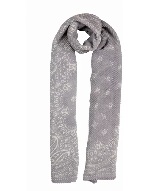 Dents Women'S Lightweight Pleat Scarf With A Boho Floral Print In Cool Grey