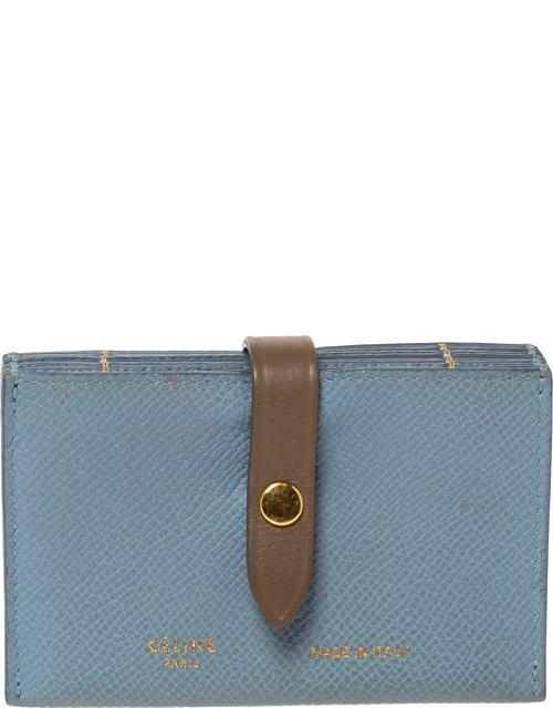 Celine Dusty Blue Grained Leather Accordeon Card Holder