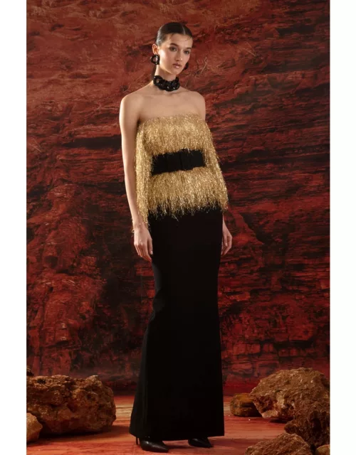 Gemy Maalouf Gold Top with Detachable and Long Skirt