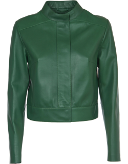 Desa 1972 Green Leather Short Jacket