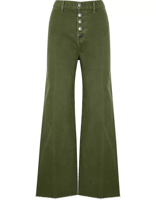 Grant green cropped wide-leg jeans