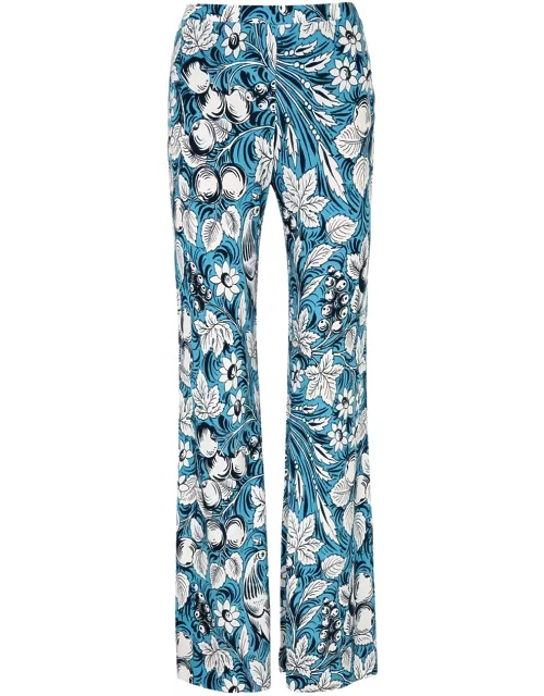 Diane Von Furstenberg Brooklyn Floral-print Jersey Trousers - Blue - XL (UK16 / XL)
