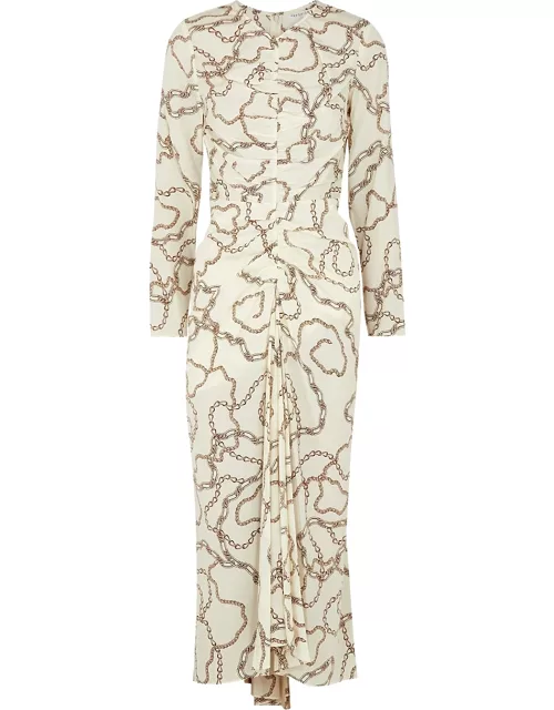 Kersey chain-print stretch-silk midi dress