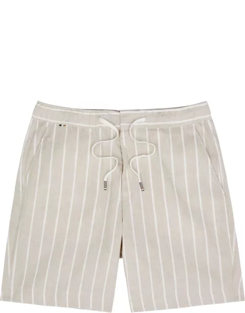 Boss Striped Linen-blend Shorts - Beige - 50 (W34 / L)