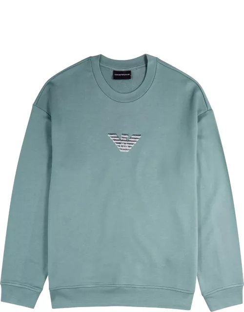 Blue logo-embroidered jersey sweatshirt
