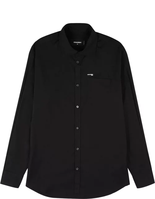 Black logo stretch-cotton shirt