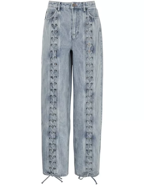 Rotate Birger Christensen Lace-up Wide-leg Jeans - Denim - W28 (W28 / UK10 / S)