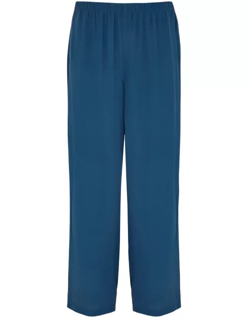 Eileen Fisher Straight-leg Silk-georgette Trousers - Blue - M (UK 14-16 / L)