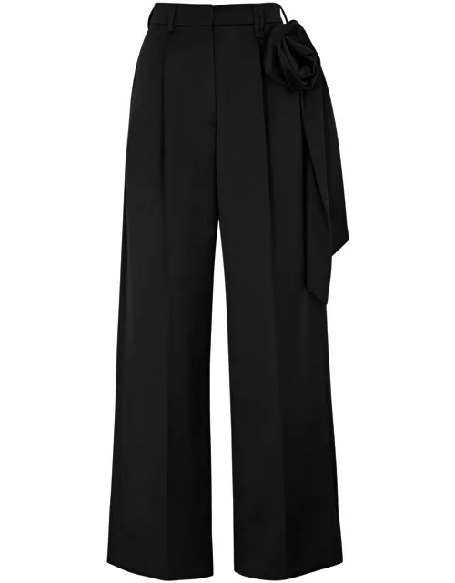 Simone Rocha Floral-appliquéd Wide-leg Woven Trousers - Black - 6 (UK6 / XS)