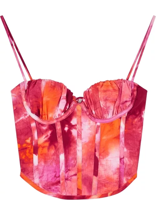 Tie-dyed stretch-jersey corset top