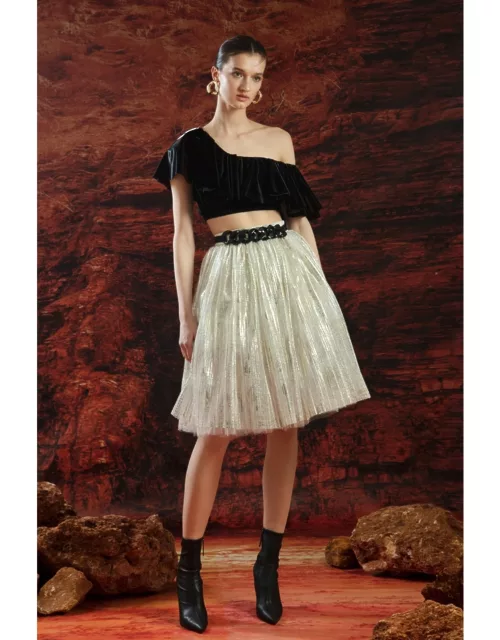 Gemy Maalouf Flared Crop Top with Skirt