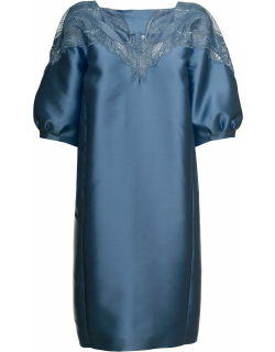 Alberta Ferretti Light Blue Mikado Silk Satin Dress