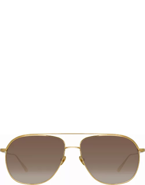 Matis Aviator Sunglasses in Yellow Gold