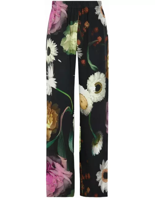 Stine Goya Fatou Floral-print Satin Trousers - Black - XS (UK6 / XS)