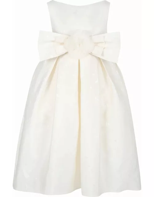 La stupenderia Ivory Dres For Gir With Bow
