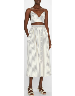 Stripe Denim Midi Skirt