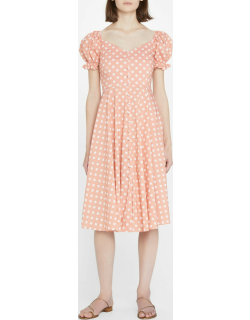 Savannah Puff-Sleeve Polka-Dot Midi Dress