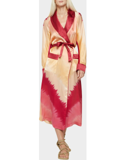 Dip-Dye Silk Belted Mid Robe
