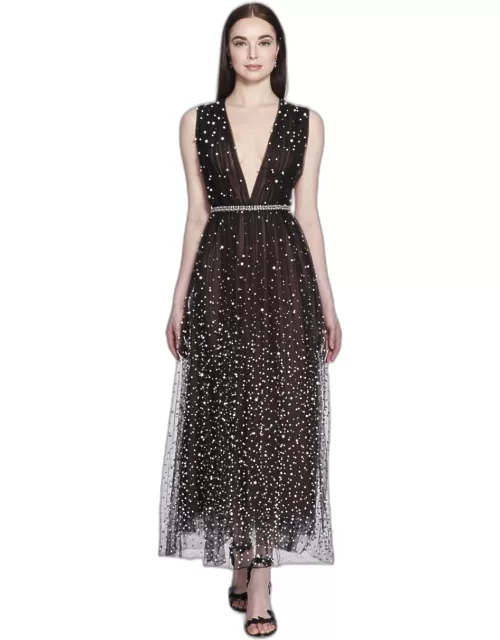 Marchesa Pearl Tulle A-Line Dres