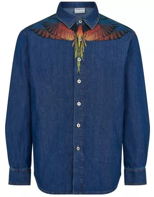 Marcelo Burlon Wing Denim Shirt - Blue