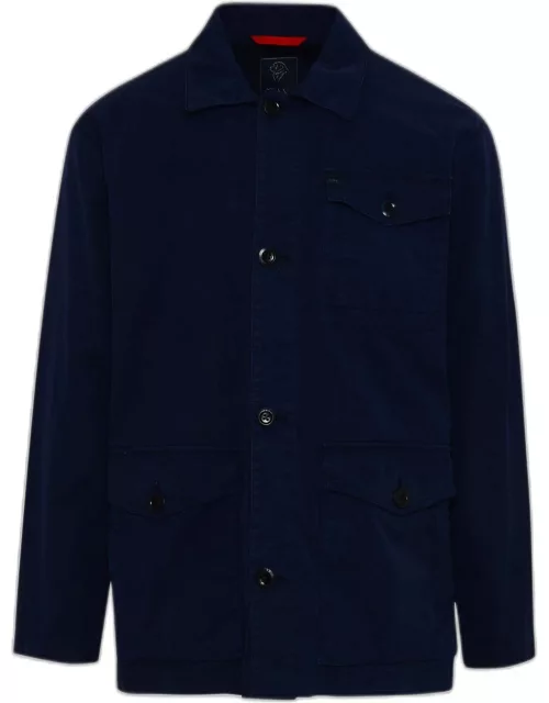 FAY Blue Cotton Jacket With Big Pocket