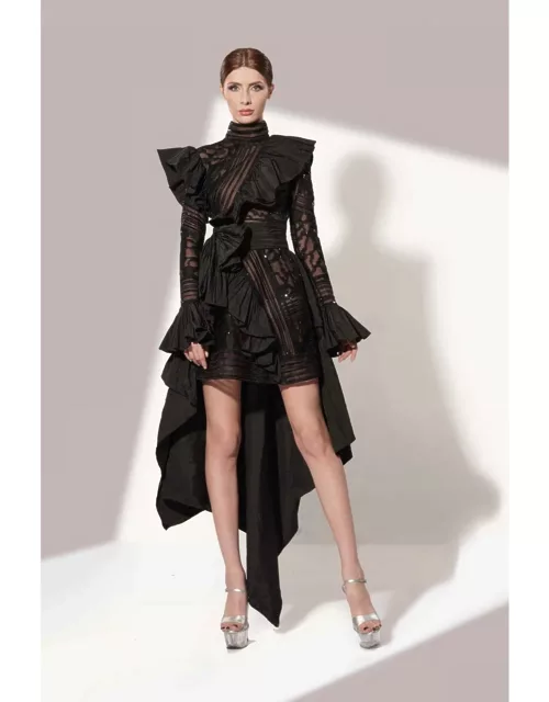 Jean Fares Couture Black High-Low Cocktail Dres