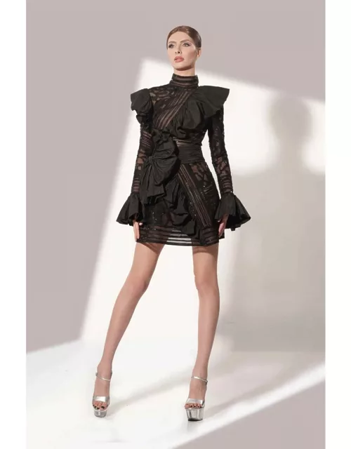 Jean Fares Couture Fitted Black Cocktail Dres
