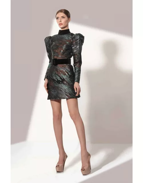 Jean Fares Couture Multi Media Cocktail Dres