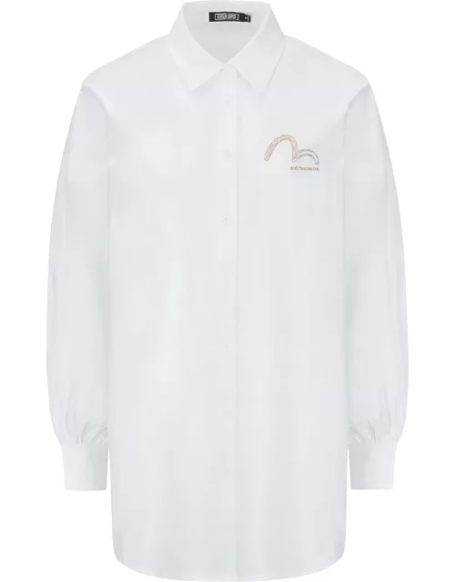 Seagull Embroidery Puff-Sleeve Shirt