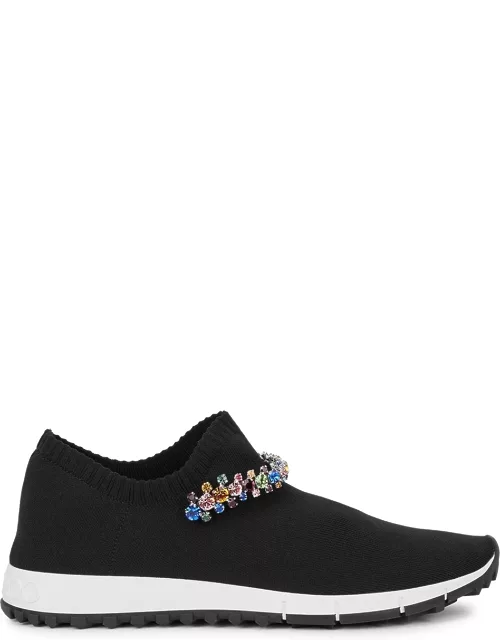 Verona crystal-embellished stretch-knit sneakers