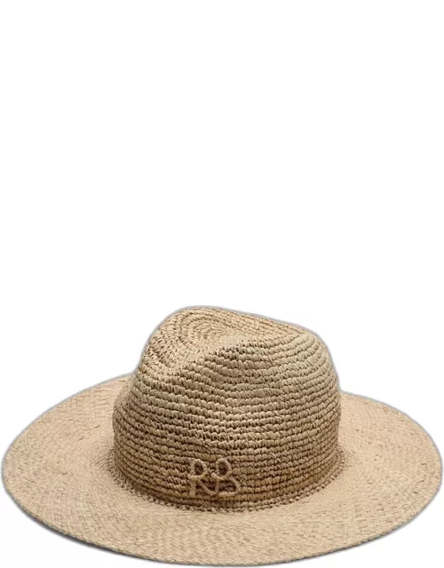 Straw hat with logo embroidery
