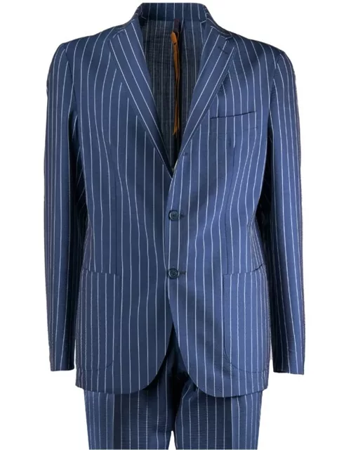Santaniello Il Viaggiatore Blue Pinstripe Suit