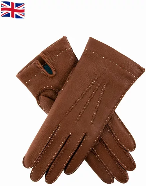 Dents Women's Cashmere Lined Deerskin Leather Gloves In Havana/ivory/turquoise