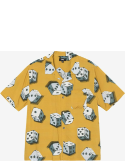 Stussy Dice Pattern Shirt Yellow Viscose Shirt With Dice Pattern Print - Dice Pattern Shirt