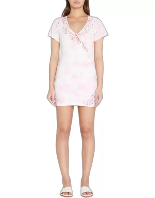 Mildred Mini Tie-Dye Dress with Lace