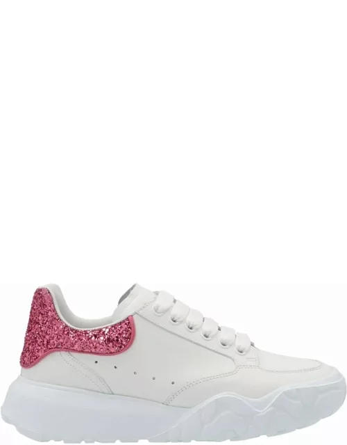 White Court Sneakers with glitter contrasting detai