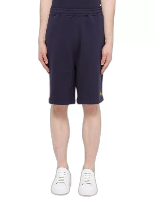 Blue jersey shorts with tiger patch