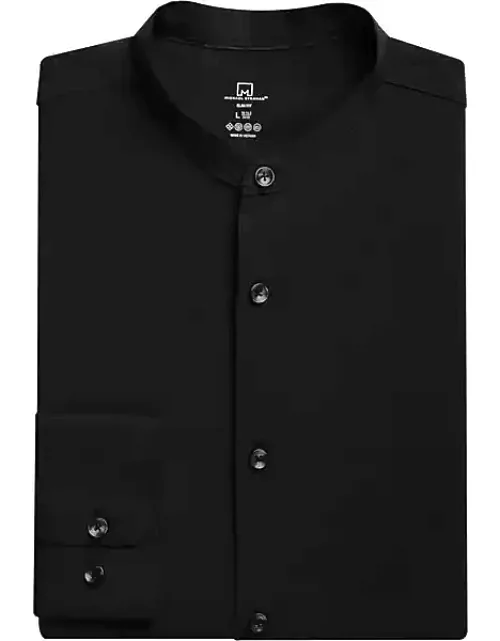 Collection by Michael Strahan Men's Michael Strahan Slim Fit Banded Collar Dress Shirt Black Solid